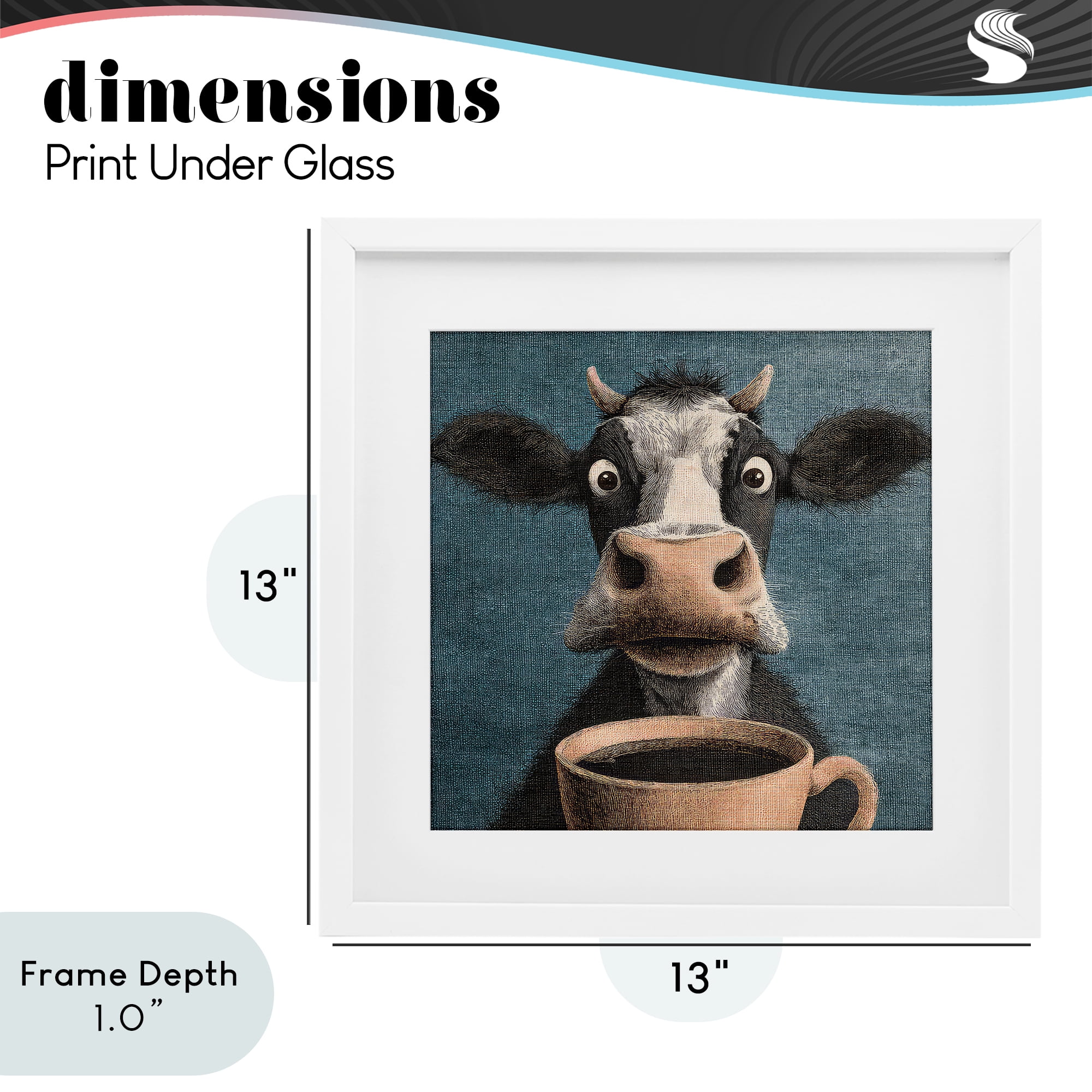 Stupell Industries Grumpy Cow & Coffee White Framed Print Under Glass, design by The Wands Want