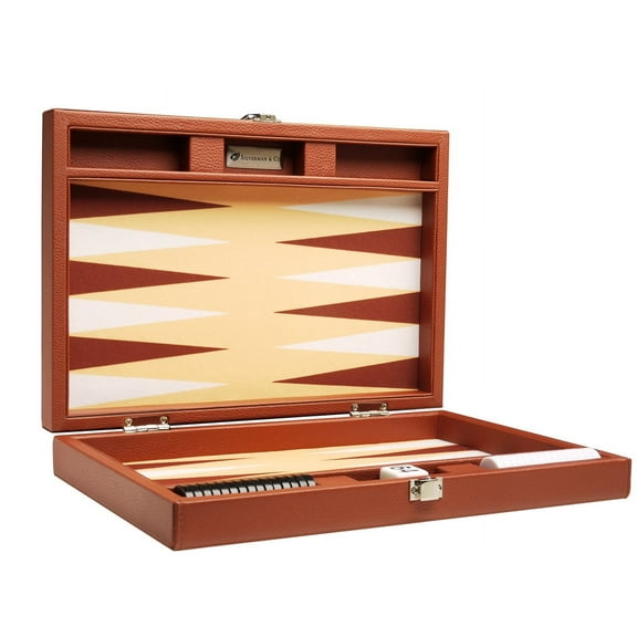 Silverman & Co. 13-inch Premium Backgammon Set - Travel Size - Desert Brown
