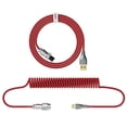 thumbnail image 1 of HXSJ USB to Type-C Keyboard Coiled Cable Detachable Mechanical Keyboard Coiled Cable with Metal Aviation Connector Nylon Red, 1 of 9
