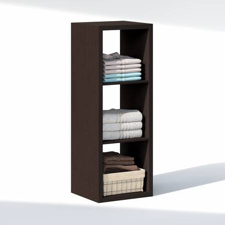 Furinno CUBIC 3-Cube Closet Open Organizer Extra Thick Frame Black Dark Oak