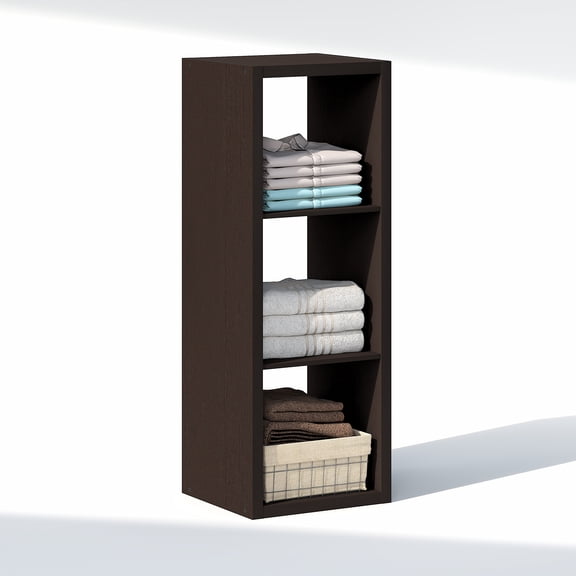 Furinno CUBIC 3-Cube Closet Open Organizer Extra Thick Frame Black Dark Oak