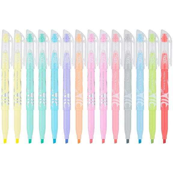 Pilot, FriXion Light Pastel Erasable Highlighters, Chisel Tip, Pack of 14, Assorted Colors