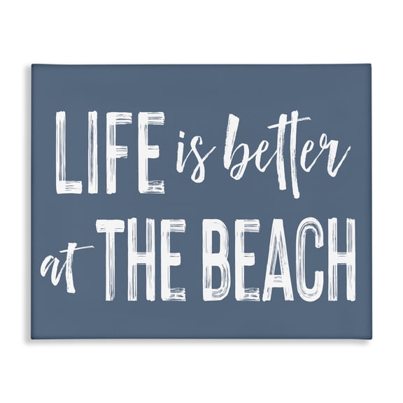 Life Better At Beach Blue Canvas Wall Art, design by Lettered and Lined