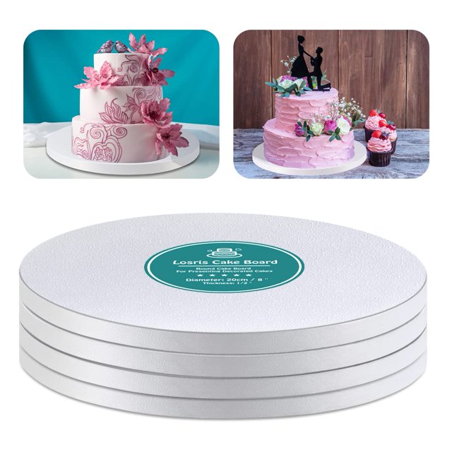 Tambores para tartas Losris, redondos, blancos, 40 cm con bordes de 1,27 cm de grosor