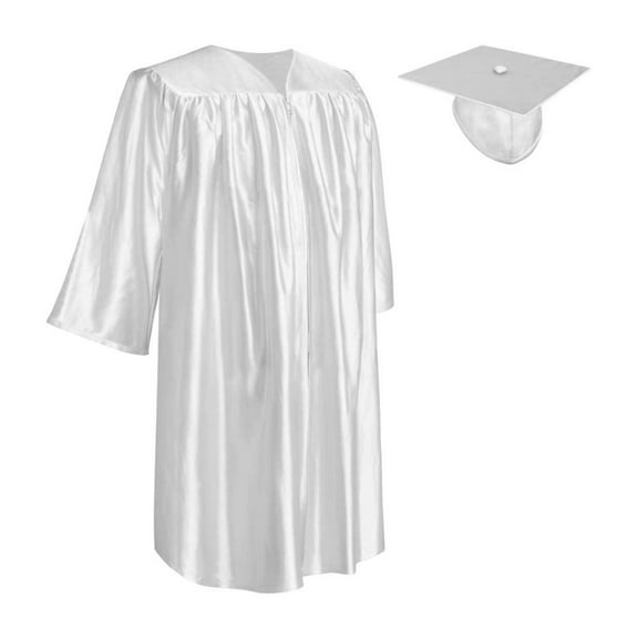 Endea Graduation Shiny White Graduation Cap and Gown for Preschool