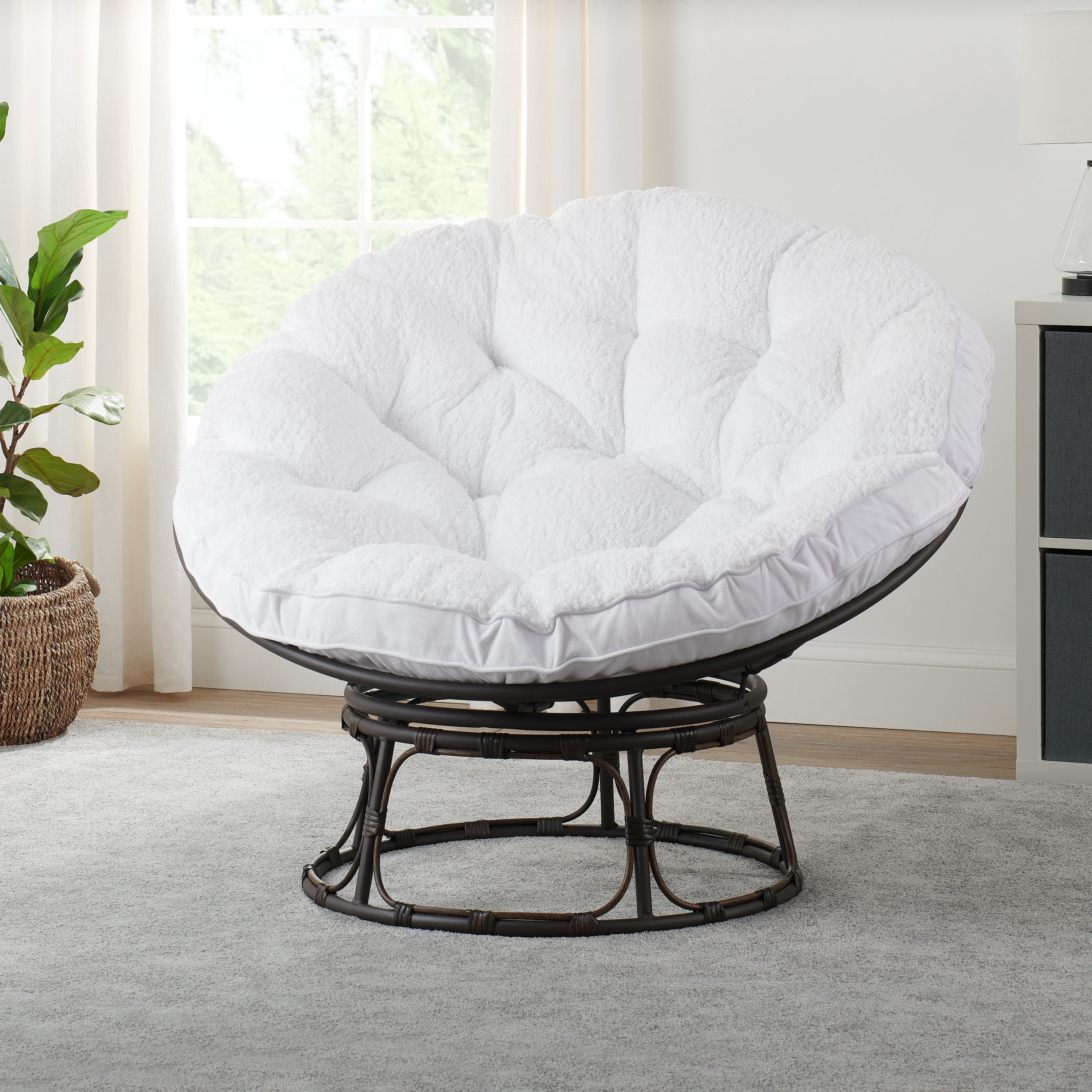 Better Homes & Gardens Papasan Chair 46" Wide, White Sherpa