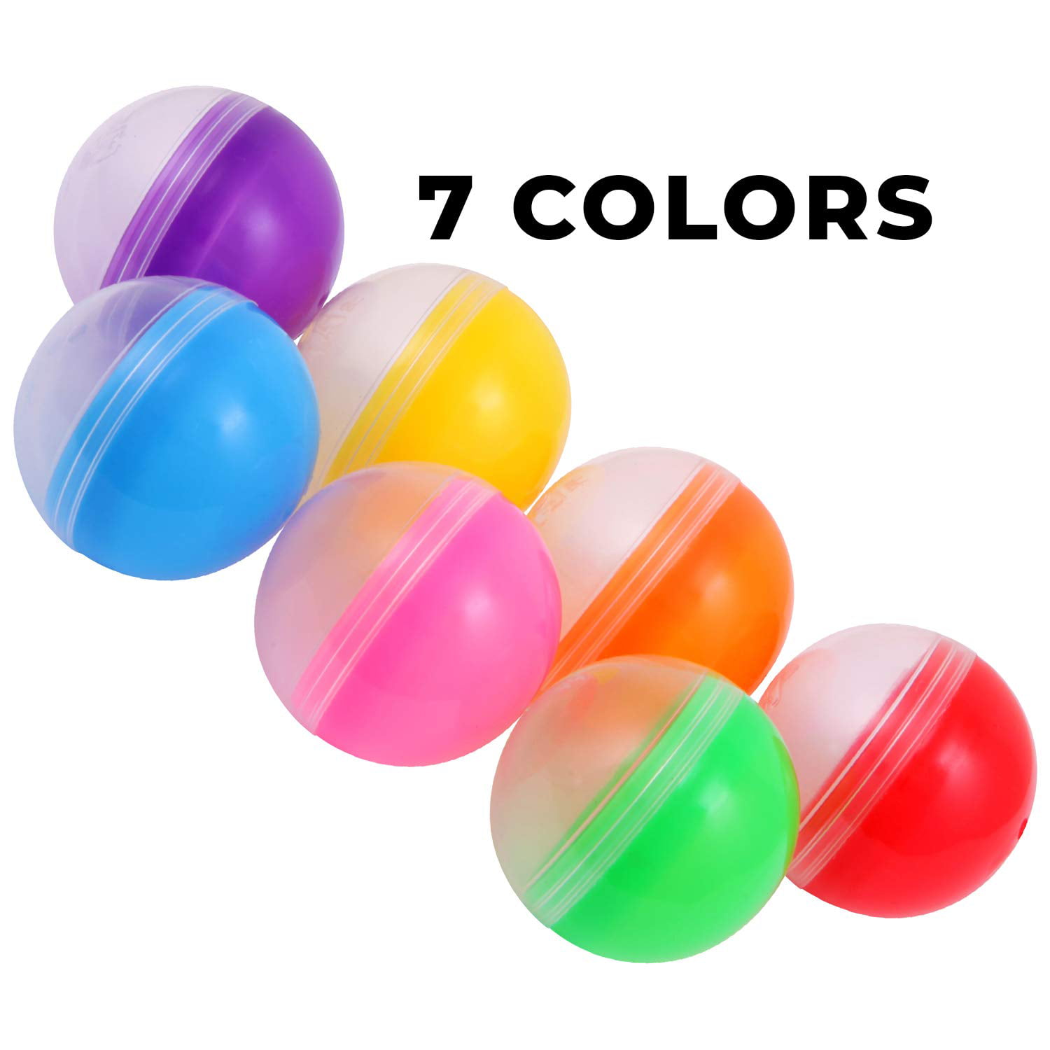 Empty Clear-Colored Round Capsules 2 inch 50 pcs Bulk 7 Colors Capsule For  Toy Gumball Machines Plastic Containers Surprise For Kids Party Favor Prize