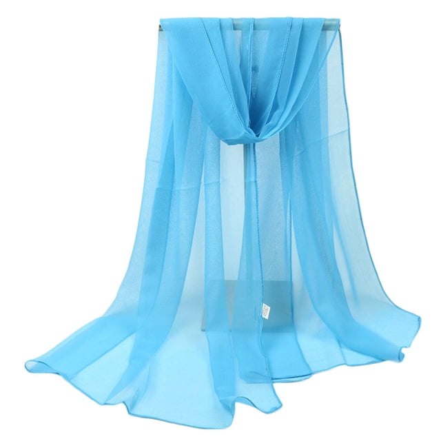 Bufanda de color liso con protección solar para mujer, chal doble, color azul cielo (180 x 70 cm)