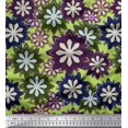 thumbnail image 1 of Soimoi Green Silk Fabric Artistic Floral Print Fabric by the Yard 42 Inch Wide, 1 of 5