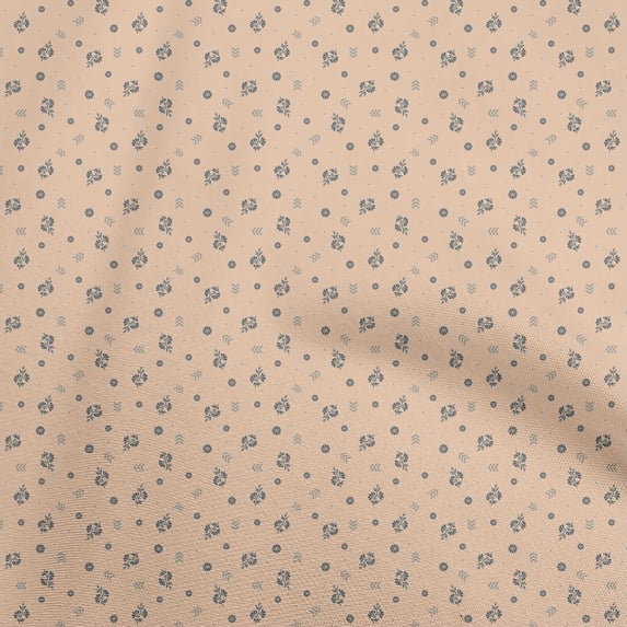 oneOone Cotton Jersey Light Brown Fabric Floral Quilting Supplies Print Sewing Fabric By The Yard 58 Inch Wide