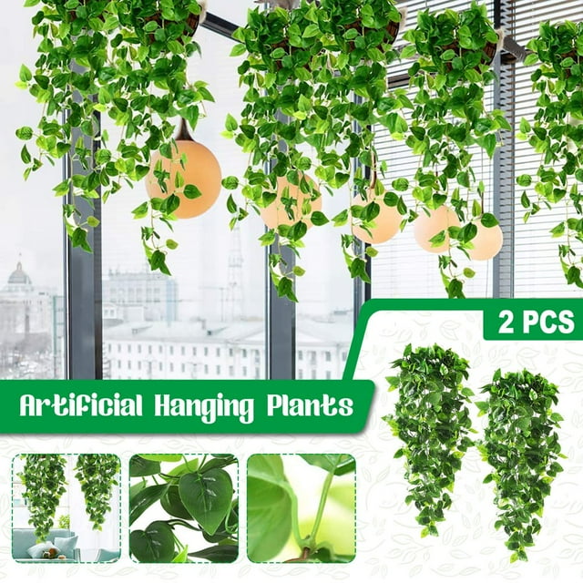 2PCS Artificial Hanging Plants For Wall Indoor Outdoor Decoration (No Baskets)