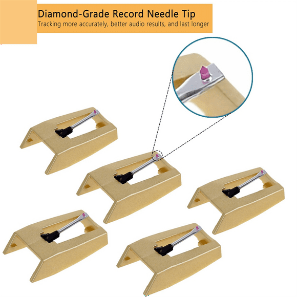 5Pcs Record Player Needles Replacement with Stylus Cleaning Brush Kit,Record Player Needle Stylus for ,Turntables