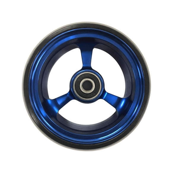 RIANT WHEEL , 4 X 1.4 Pouces, Roues en PU, Roulettes de Fauteuil Roulant, Jante en Aluminium, une Paire (Bleu)