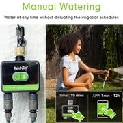RainPoint Smart Bluetooth Hose Timer 2 Outlet Sprinkler Timer App Control,HTV201B Water Timer Only (Not Hub)