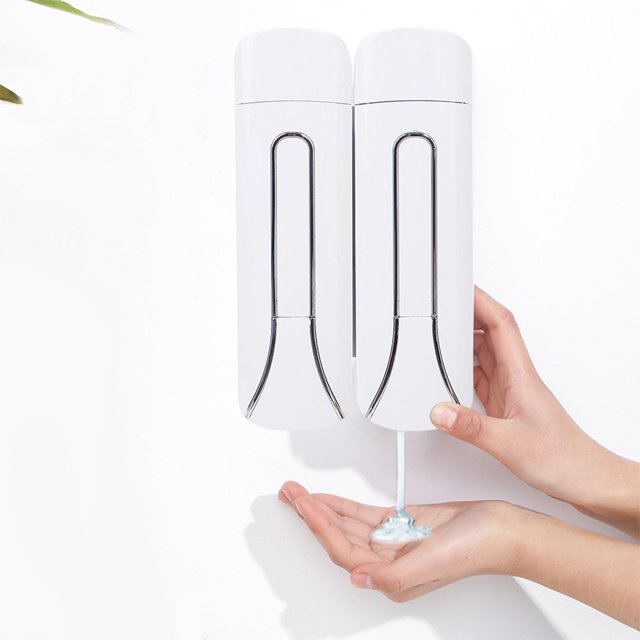 Dispensador de jabón de espuma para montaje en pared, dispensador de desinfectante de manos, dispensador de para para cocina, hogar, Doble blanco Macarena Dispensador de jabón de montaje en pared