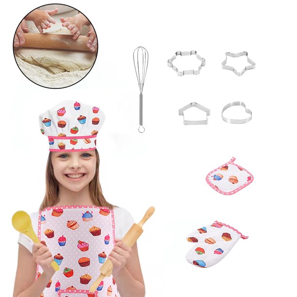 Complete Kids Cooking and Baking Set 11 Pcs Includes Kids Apron, Chef