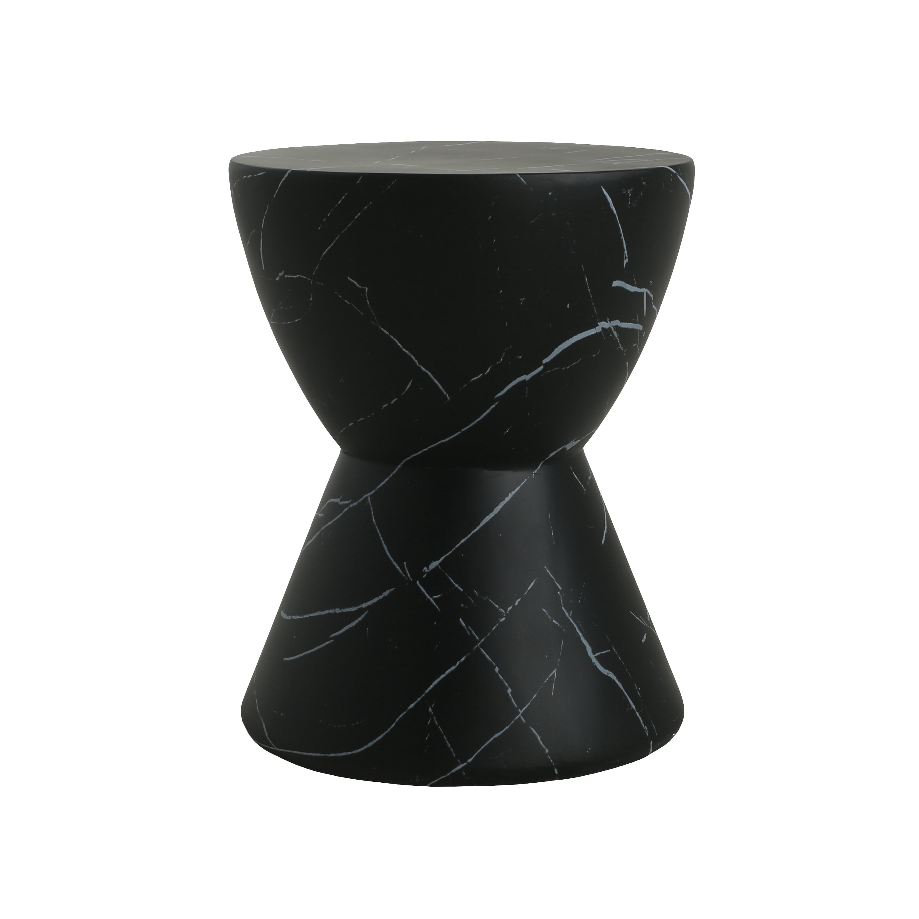 Side End Table, Outdoor Lightweight Concrete Table for Patio Balcony Garden, Black Marble