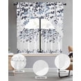 thumbnail image 2 of Navy Blue Leaves Swag Curtains for Living Room/Bedroom Windows, Summer Botanical Kitchen Curtains and Valances Set 36 Inch Length, Light Filtering Swags Valance Curtain Panels, 2 of 5