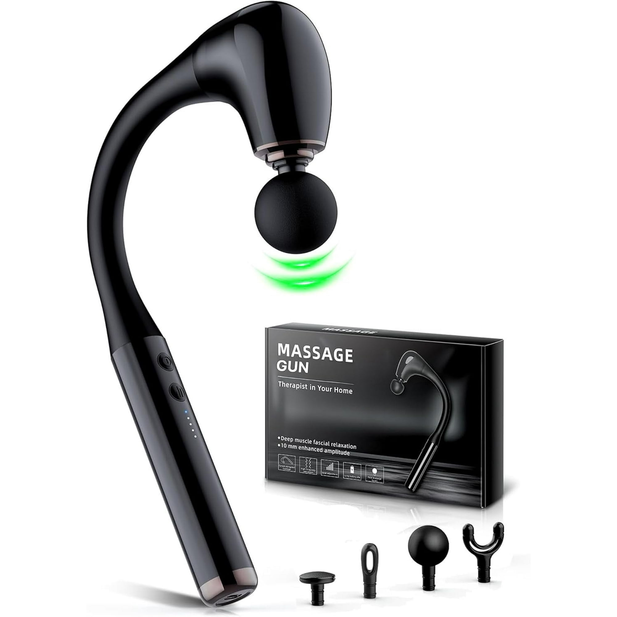 Parquet Massage Gun with Upgraded Extension Handle, 10MM Massage Gun Deep Tissue, Back Massager, Muscles/Neck/Shoulders/Legs Massager Portable for Pain Relief, with 4 Massage Heads