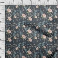 thumbnail image 2 of oneOone Silk Tabby Gray Fabric Flower & Leaves Watercolor Dress Material Fabric Print Fabric By The Yard 42 Inch Wide, 2 of 4