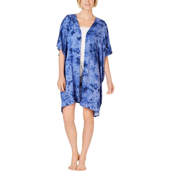 Jenni Womens Comfy Sleepwear Wrap Robe Blue O/S
