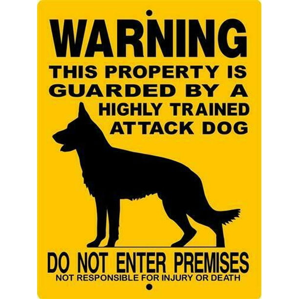 German Shepherd Guard Dog 9x12 Aluminum Sign