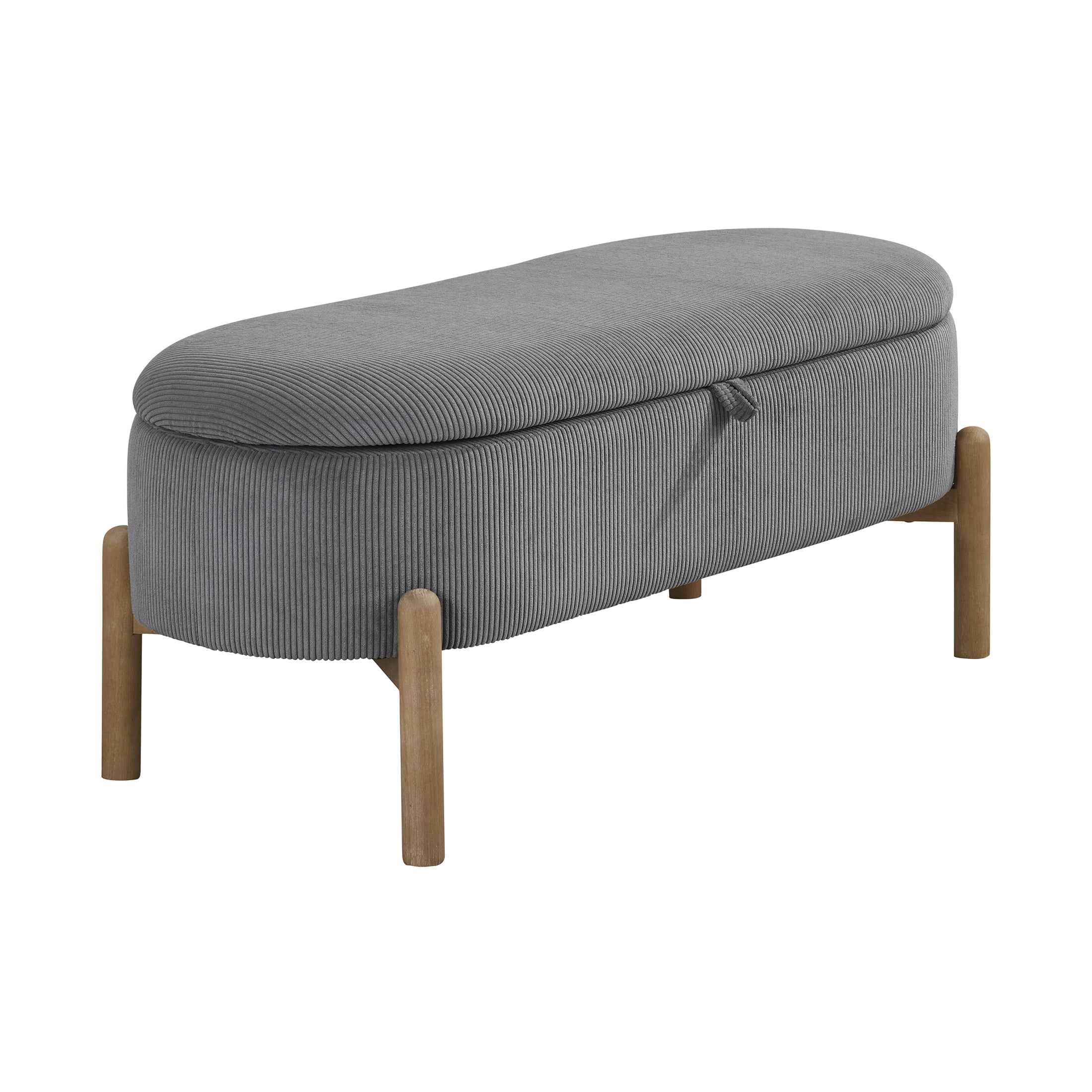 OakvillePark Terralisse Corduroy Lift Top Storage Bench, Gray