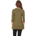 thumbnail image 4 of Women's Solid Basic Casual Side Button Trim Round Neck Blouse Shirt Tunic Top, 4 of 5