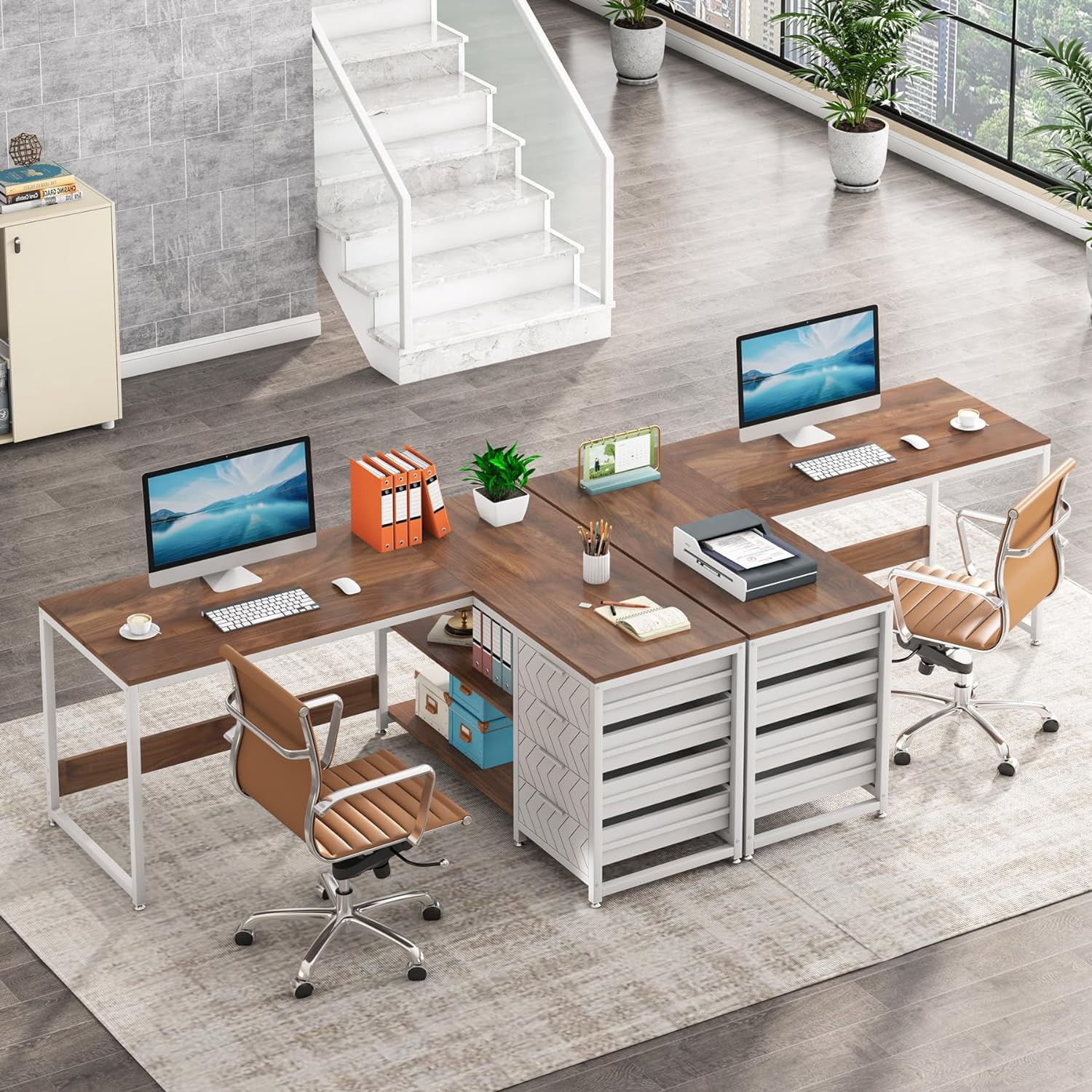 Tribesigns L Shaped Computer Desk, 59" Modern Reversible Office Corner Desk for Home Office, Walnut