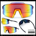 thumbnail image 2 of Oversized Mens Mirrored Shield Sunglasses Rimless Sport Wraparound UV400 / Slate Frame - Orange Mirror Lens, 2 of 7