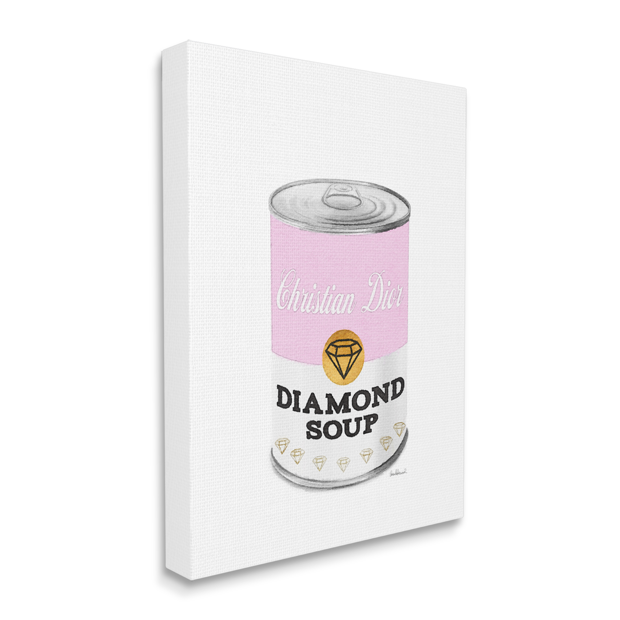 Stupell Industries Pink Condensed Soup Can Diamond Pop Fashion Glam, 36 x 48, Design by Amanda Greenwood