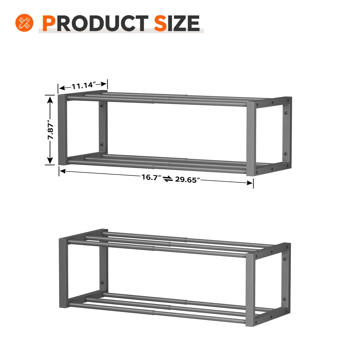 Hanging Shoe Organizer,2 Pack Wall Mounted Shoe Rack Holds 12 Pairs,Space Saving Metal Wall Shoe Rack,Hanging Shoe Rack Shoe Holder for Small Space,Entryway,Closet,RV,Camper（Gray)