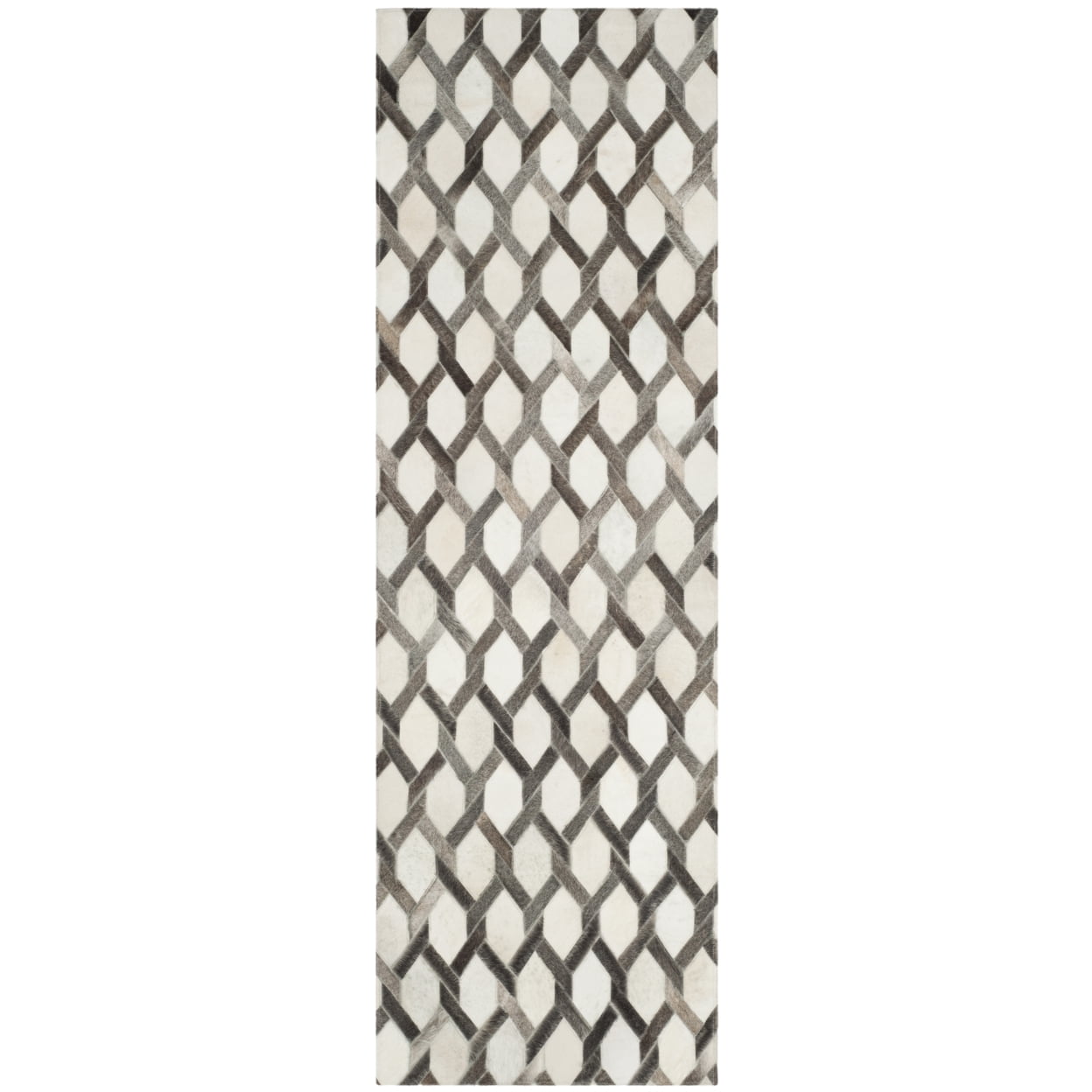 SAFAVIEH Studio Leather Merton Geometric Area Rug, Ivory/Grey, 4' x 6'
