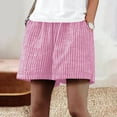 thumbnail image 2 of SBYOJLPB Women's Stripe Linen Shorts Casual Comfortable Summer Elastic Waist Short Pants, 2 of 6