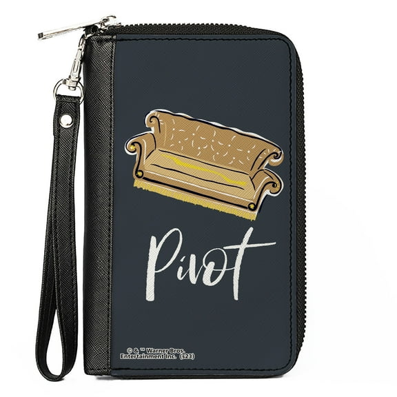 Friends Wallet, Zip Around, Friends Couch PIVOT Gray/White, Vegan Leather