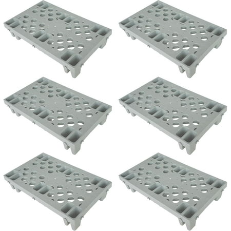 6 Pcs Grey Plastic Pallet, Lightweight Waterproof Floor Pallets, Interlocking with Breathable Grids Storage Pad, for Garages, Basement, Supermarket, Indoor and Outdoor