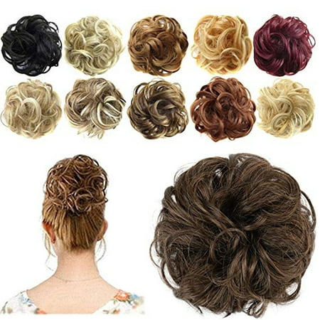 S-noilite Synthetic Hair Bun Extensions Messy Hair Scrunchies Hair Pieces for Women Hair Donut Updo Ponytail ash blonde,40g