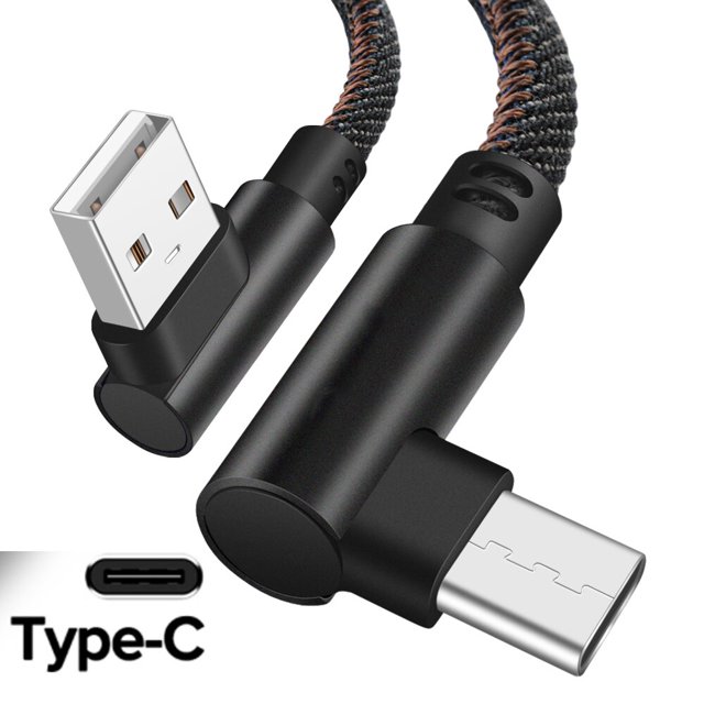 Cable Micro USB tipo C 2.4A cargador rápido Cable USB codo de 90 grados Cable de datos trenzado de nailon para teléfono Samsung/Sony/Xiaomi Android Tan Jianjun unisex