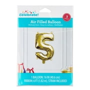 16 inch Foil Party Balloon Number 5, Gold, by Way to Celebrate