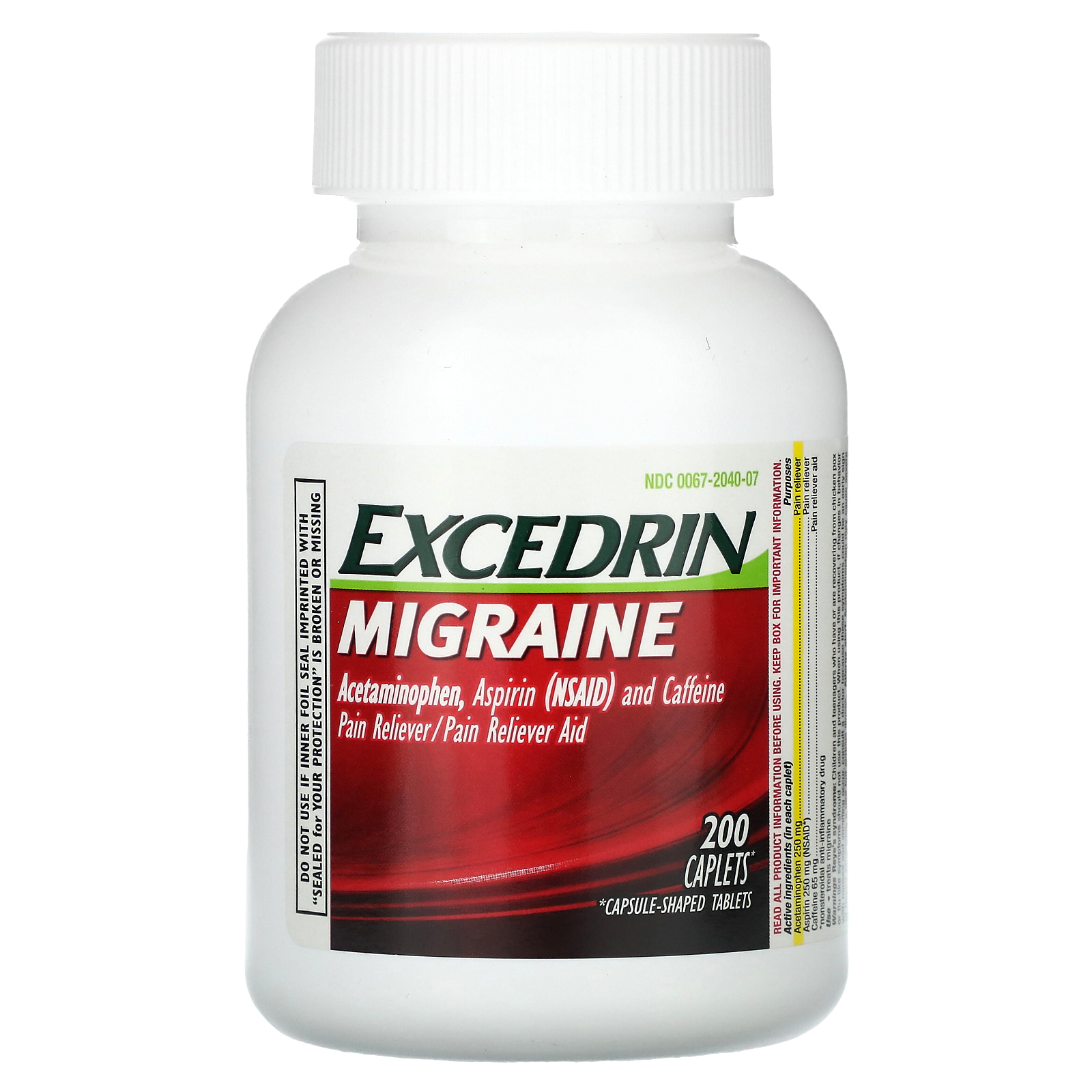 Excedrin Migraine Medicine Caplets for Migraine Headache Relief, 200 Count - image 4 of 9