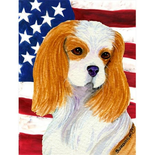 Carolines Treasures SS4012CHF 28 x 40 Po Drapeau Américain avec Cavalier Épagneul Maison Taille Drapeau de Toile
