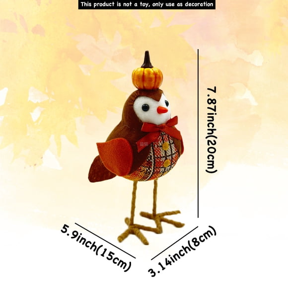 Xihbxyly Adorno de Pájaro Calabaza con Hoja de Arce, Diseño Encantador, Decoración Acogedora para El Hogar, Adorno para Ventana, Versátil para Mesa o Fiesta, Temática Navideña de Otoño, Tamaño 20 X 8