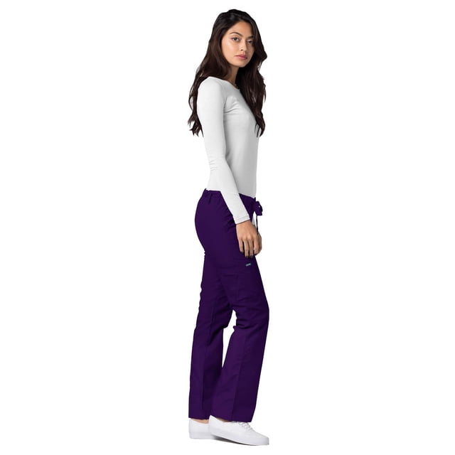 Adar Universal Women's Straight Leg Scrub Pants, Drawstring, Durable Poplin, Black