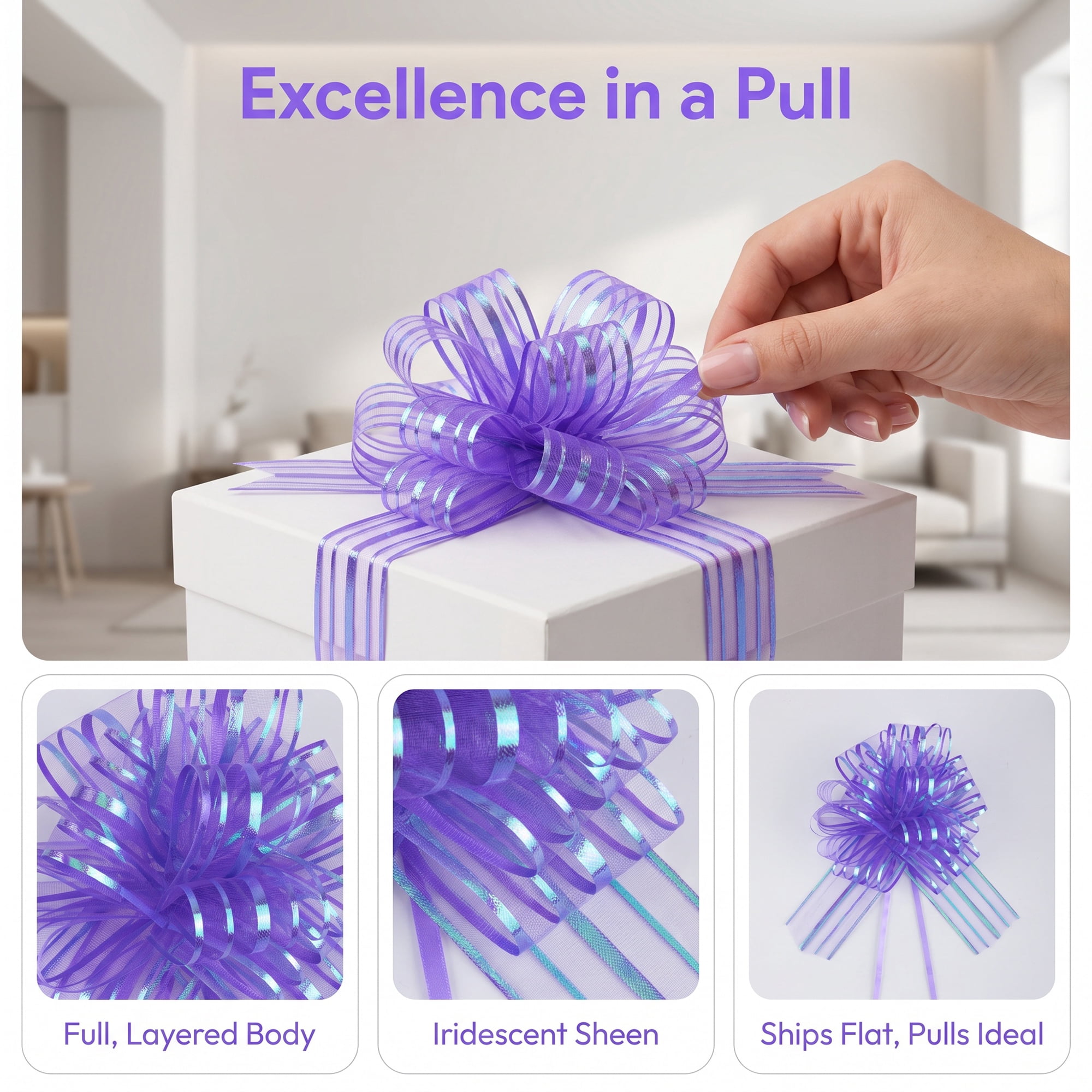 Unique Bargains Crush-Resistant Ribbon Bow for Birthday and Special Occasions Purple