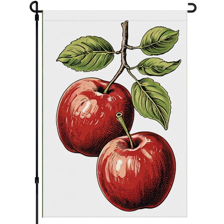 Durable Autumn Decor Garden Flag for Outdoor Deco for Farmhouse Balcony House Patio Front Door Double Colored Washable Garden Flag Apple Vintage Illustration Versatile Porch Flag 28x40 Inches