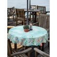 thumbnail image 2 of Outdoor Tablecloths with Umbrella Hole & Zipper, Coastal Round Tablecloths 60 Inch, Summer Nautical Beach Coral Starfish Blue Ombre Waterproof Table Cloth, Patio/Pool/Picnic Table Covers, 2 of 8