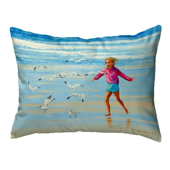Betsydrake NC1135 16 x 20 in. Chasing Gulls No Cord Pillow