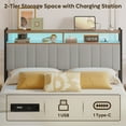 thumbnail image 4 of Pinmoco Headboard for Queen Size Bed with Storage, Linen Upholstered Head Board with LED Light and Charging Station, Gray, Headboard Only(Bed Frame Not Included), 4 of 10