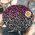 thumbnail image 3 of Ombre Leopard Round Fitted Table Cover Print Pink to Gray Gradient Waterproof Table Cloth with Elastic Edge Wipeable Tablecloth for Picnic Camping Party Fits 45"-54" Diameter, 3 of 8