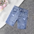 thumbnail image 2 of XXWXYD Ripped Denim Shorts Boys Loose Fit Bermud𝖺 Knee Length Shorts Y2k Streetwear Vintag𝖾 Distressed Pull On Shorts, 2 of 3